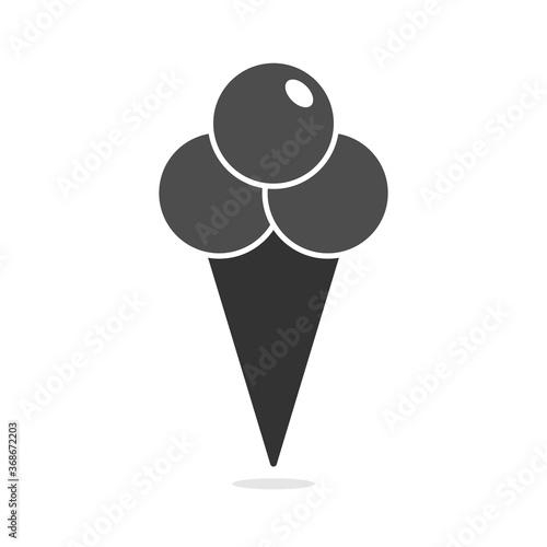 Ice cream cone icon isolated. Modern sweet vanilla desert sign. Logo ice cream illustration.