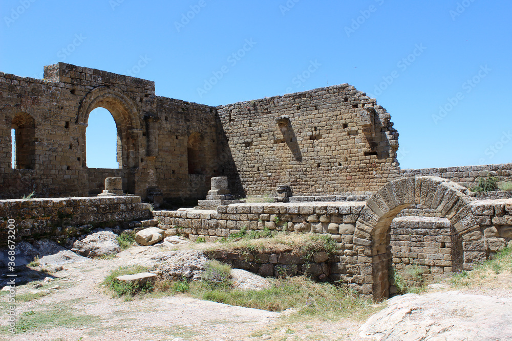 Ruins of the Castillo de Loarre, famous castle located in the province of Huesca (Aragon, Spain)
