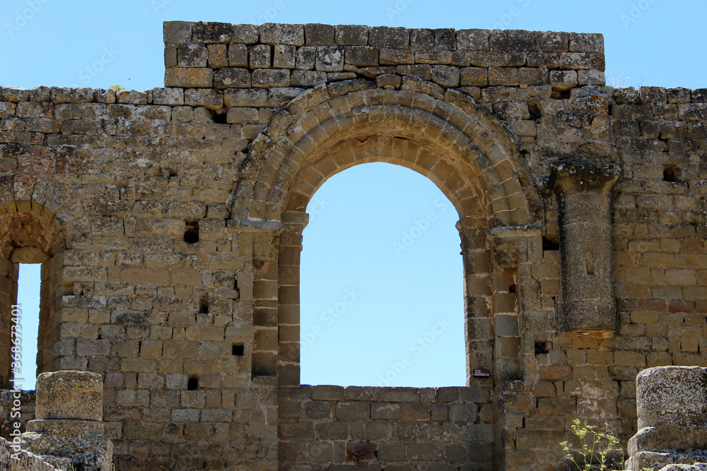 Ruins of the Castillo de Loarre, famous castle located in the province of Huesca (Aragon, Spain)