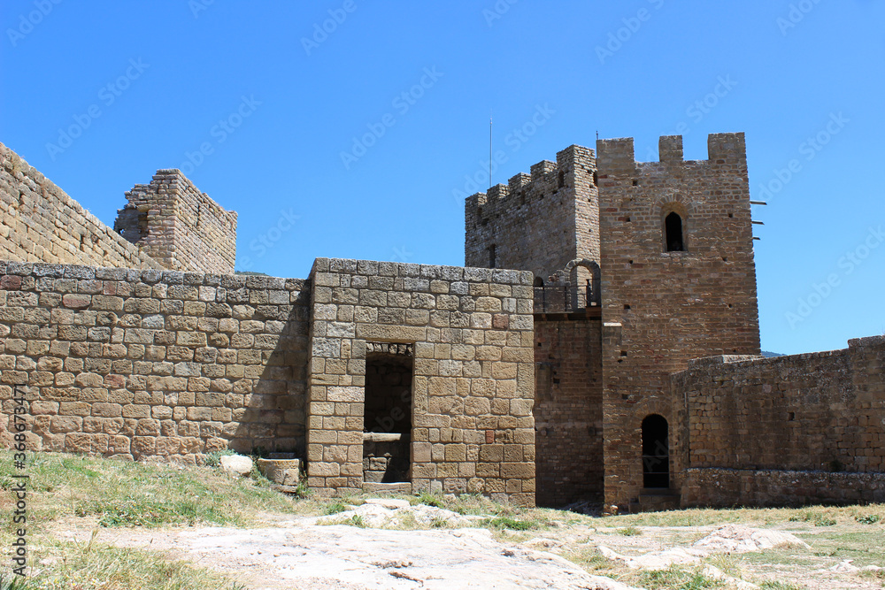 Ruins of Loarre castle, famous castle located in the province of Huesca (Aragon, Spain)	