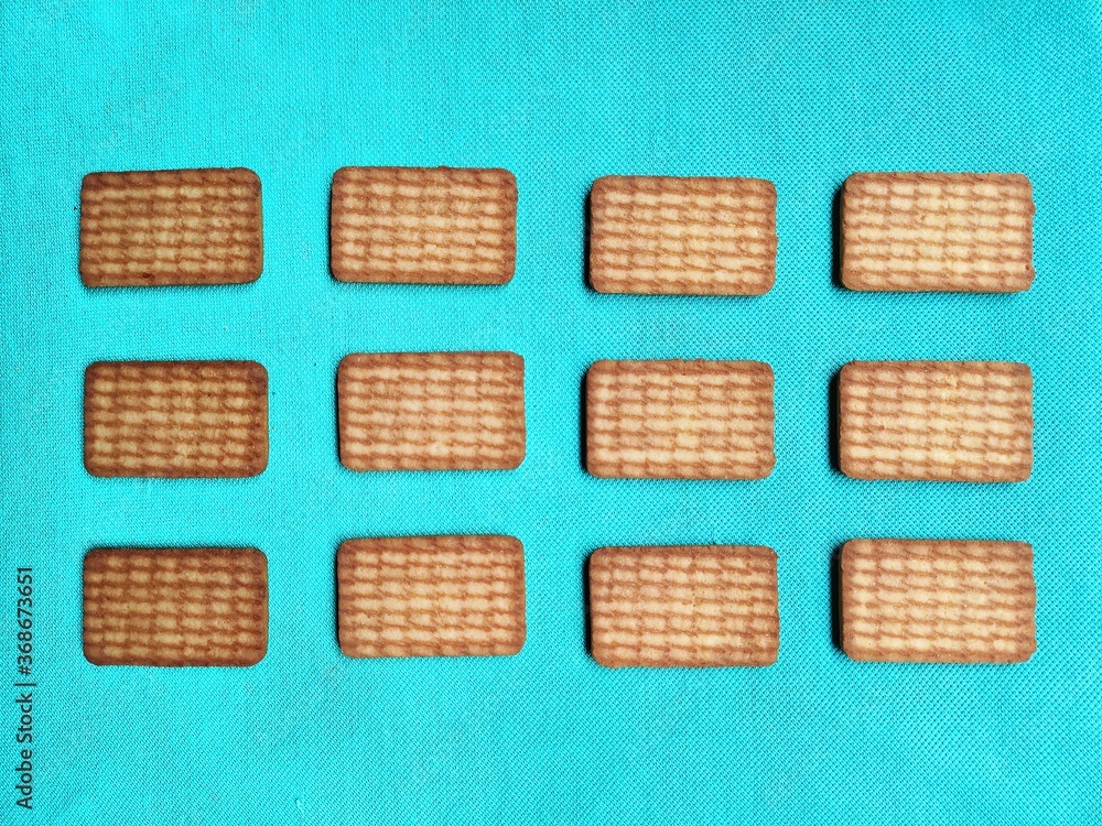 Biscuits isolated on light green background Biscuits isolated on light green background