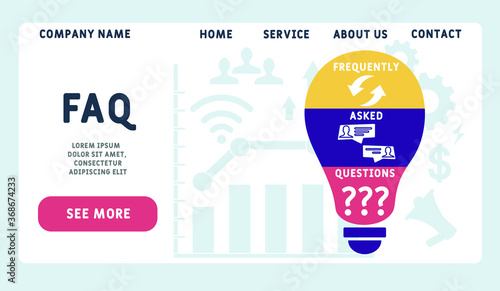 Vector website design template . FAQ : Frequently asked questions. business concept. illustration for website banner, marketing materials, business presentation, online advertising. 