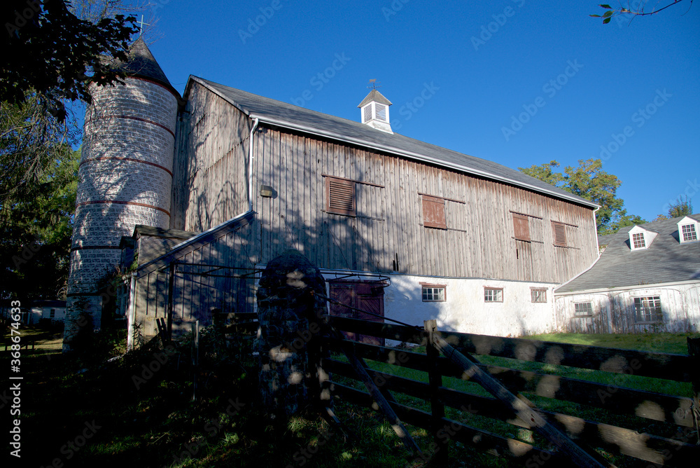 View of a farm barn house in the countryside