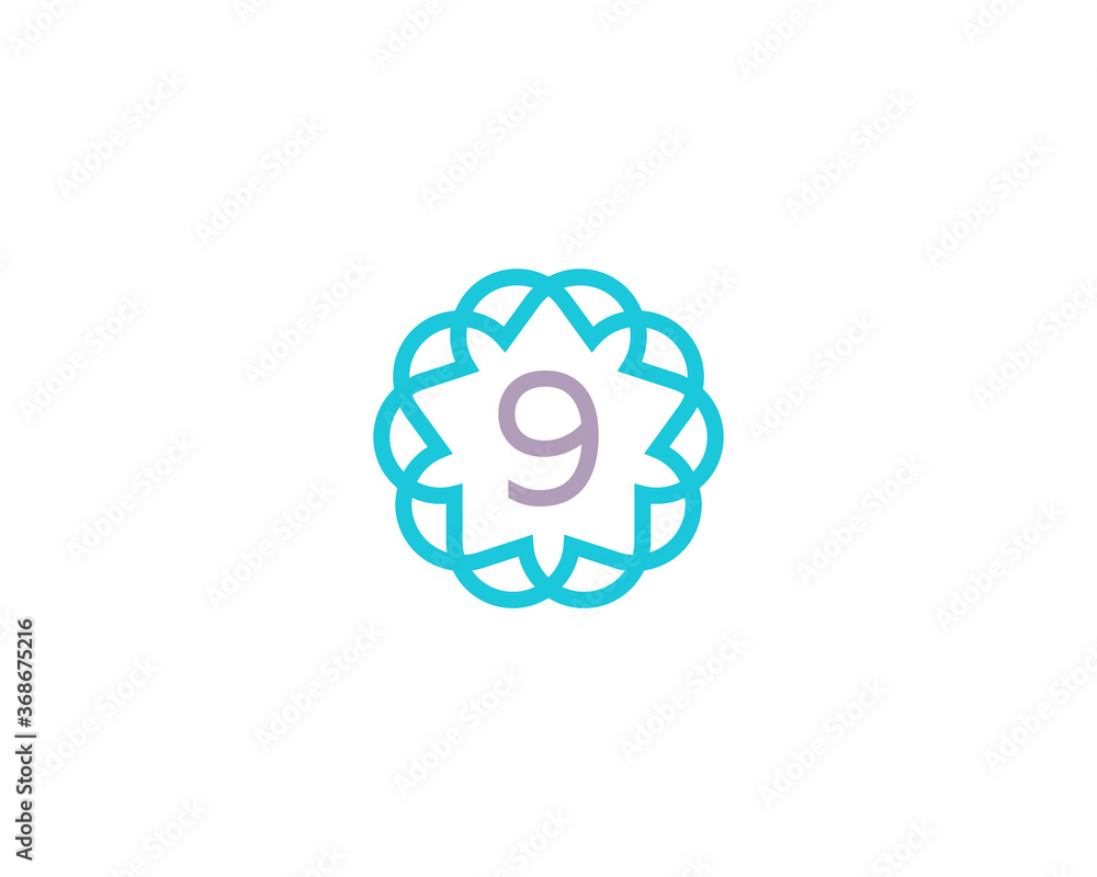 Abstract linear number 9 logo icon design modern minimal style illustration. Premium digit round wreath frame line emblem sign symbol mark logotype. Abstract linear number 9 logo icon design modern minimal style illustration. Premium digit round wreath frame line emblem sign symbol mark logotype.