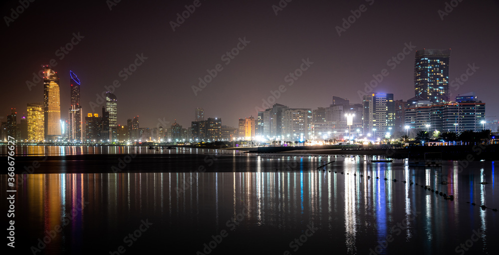 The Night panorama of Abu Dhabi, UAE