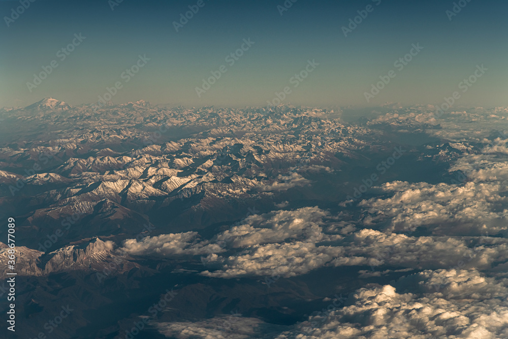 View of the Caucasus Mountains from the plane