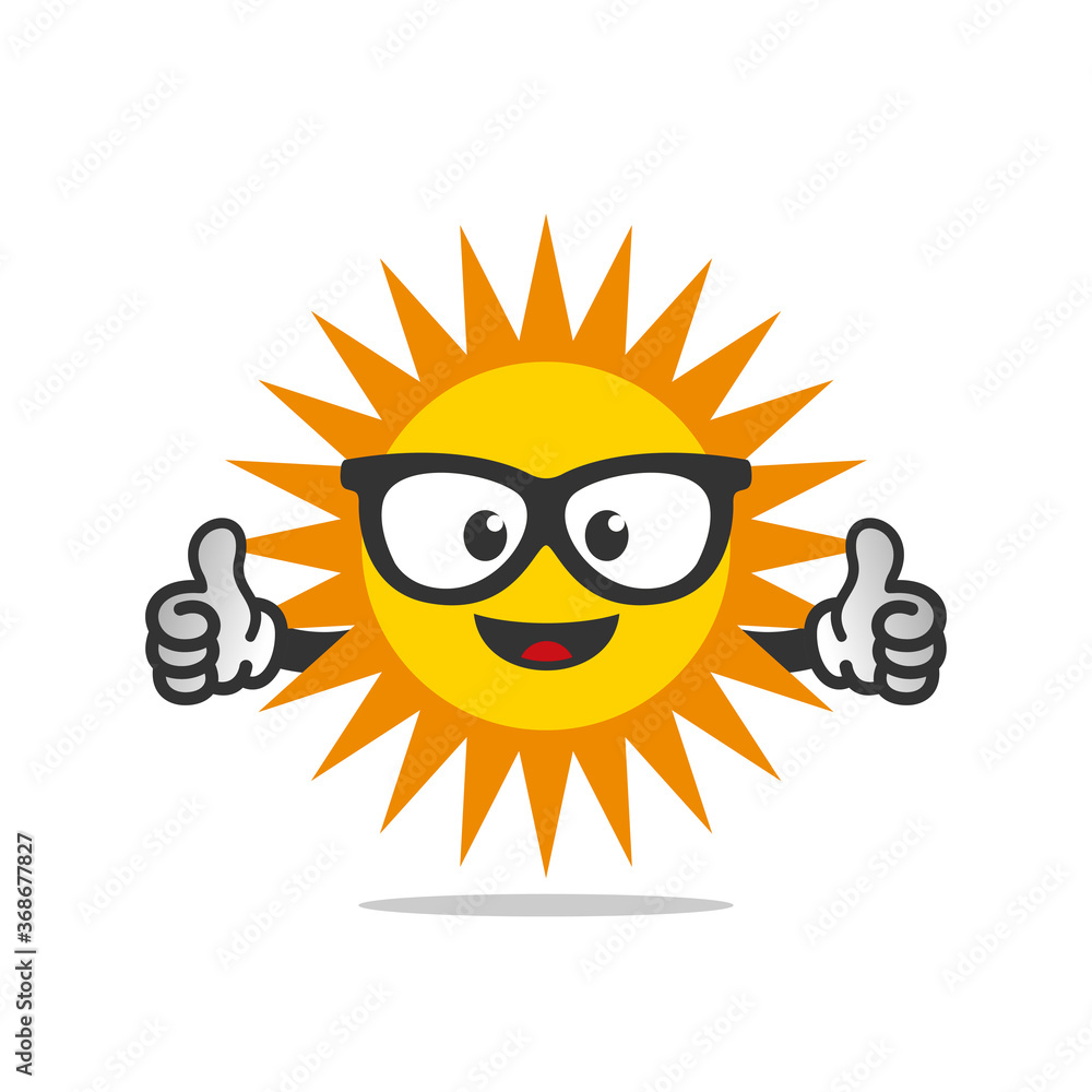 cute sun mascot character