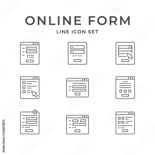 Set line icons of online form