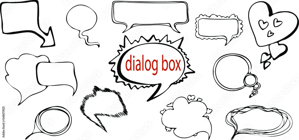 Fototapeta premium set of doodles frames dialog box hand drawn polygonal isolated on a transparent white background