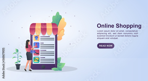 Illustration concept of online shopping to make it easier for consumers.