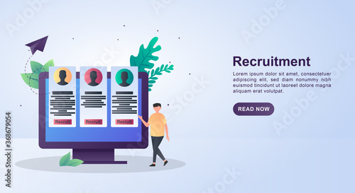 Illustration concept of recruitment agency to look for new candidates in any field.