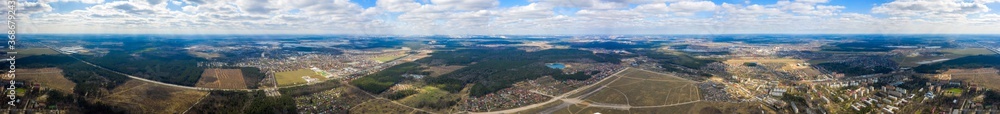 panorama of the settlement of Monino in the Moscow region, view from above.