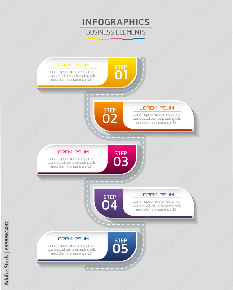 Vector elements for infographic. presentation and chart. steps or processes.
options number workflow template design.5 step. Vector elements for infographic. presentation and chart. steps or processes.
options number workflow template design.5 step.