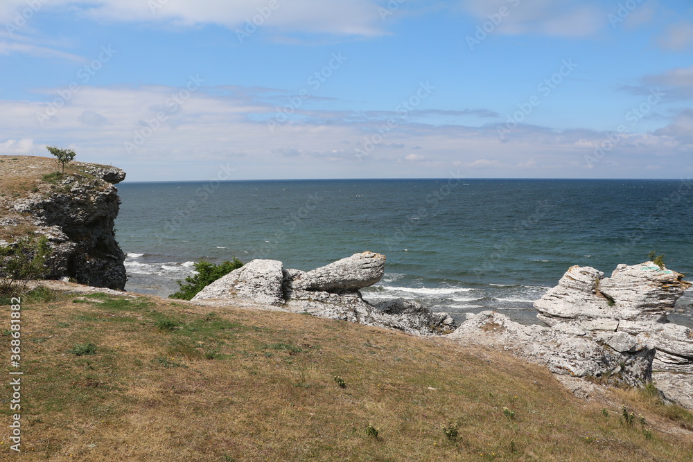 Hoburgen cliff area in the southernmost part of the Swedish island of Gotland, Sweden