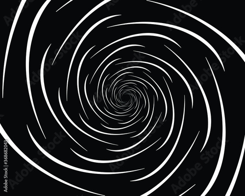 Dotted, dots, speckles abstract concentric circle. Spiral, swirl, twirl element.Circular and radial lines volute, helix.Segmented circle with rotation.Radiating arc lines.Cochlear, vortex illustration
