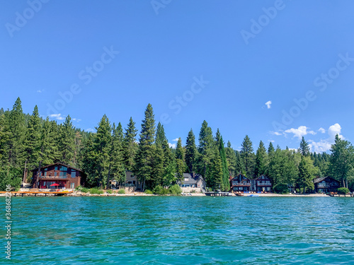 View of the Lake Tahoe Shoreline from the Water, Clear Blue Water, Clear Day