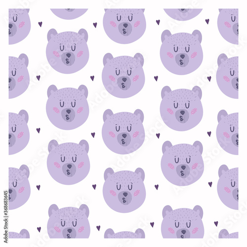 Fototapeta Naklejka Na Ścianę i Meble -  Cute seamless pattern with bear .Vector illustration.