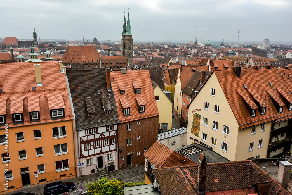 View at historical center of old German city Nuremberg from the Nuremberg castle, Germany. October 2014 View at historical center of old German city Nuremberg from the Nuremberg castle, Germany. October 2014