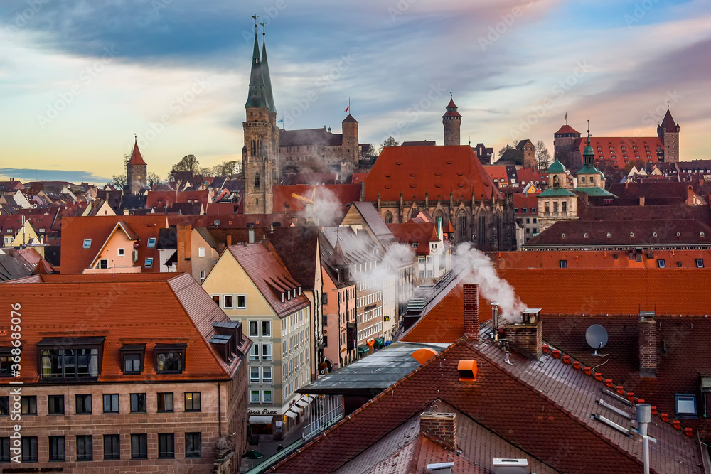 Φωτογραφία View at historical center of old German city Nuremberg and Nuremberg castle, Bavaria, Germany