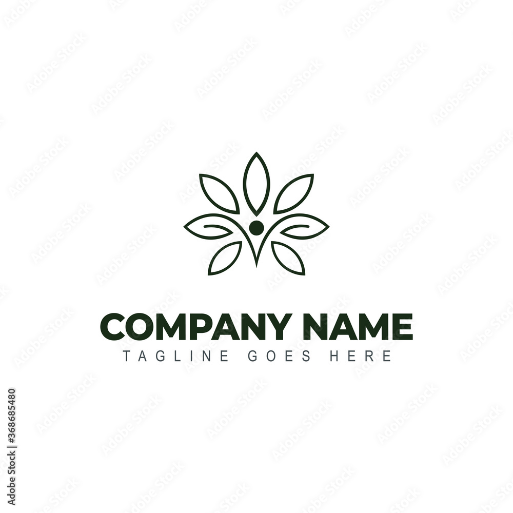 Ilustration vector graphic of people leaves natural lifestyle vector logo template