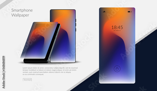 Smartphone wallpaper screen, 3d isometric illustration cell phone. Template wallpaper UI design interface. 