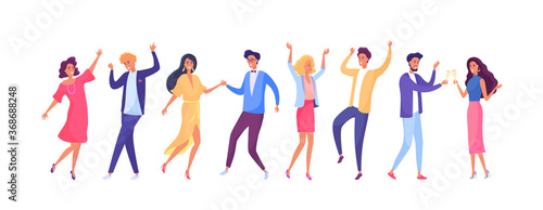 Dancing people party cartoon vector illustration