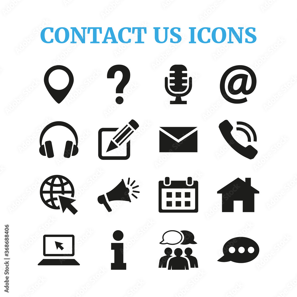 Contact us icons set on white background. Contact us icons set on white background.