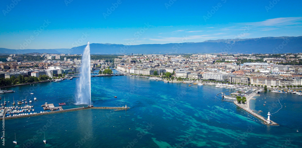 Ταπετσαρία Aeial view over Lake Geneva in Switzerland - drone photography