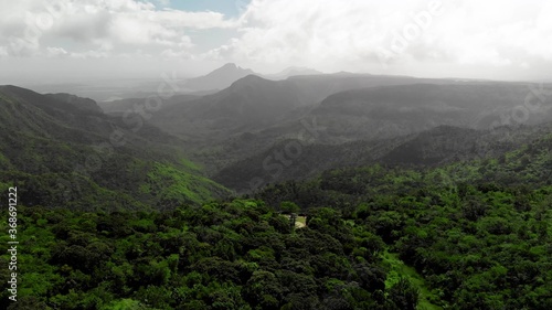 Beautiful hills of Mauritius Island  aerial view