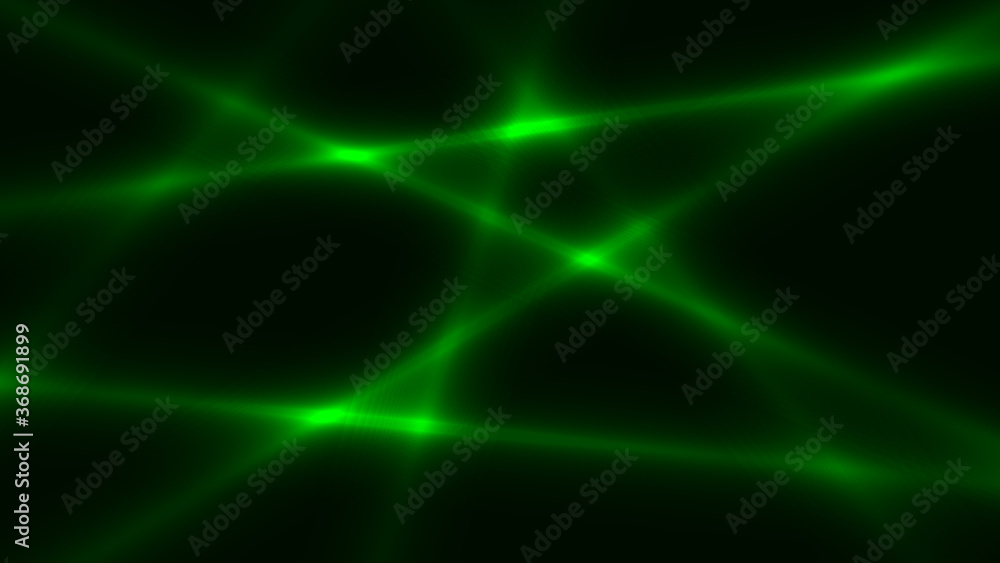 Green laser beams. Abstract background. Vector illustration.