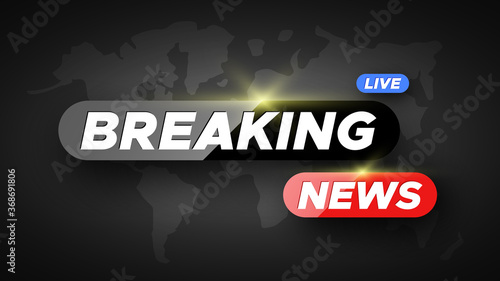 Breaking news background with world map. Vector illustration.