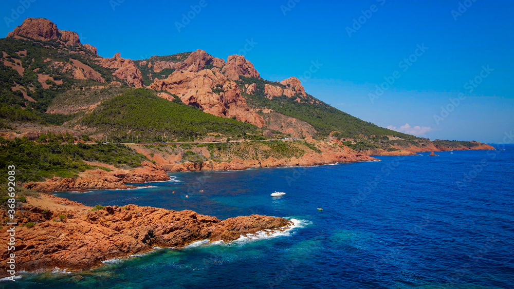Amazing aerial view over Cap Roux in France at the Cote D Azur - travel photography