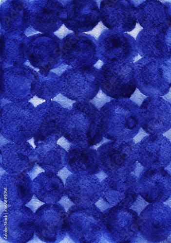 Simple blue abstract boho background. Watercolor stains, round spots. Design for backgrounds, wallpapers, covers, wrapping paper and packaging. 