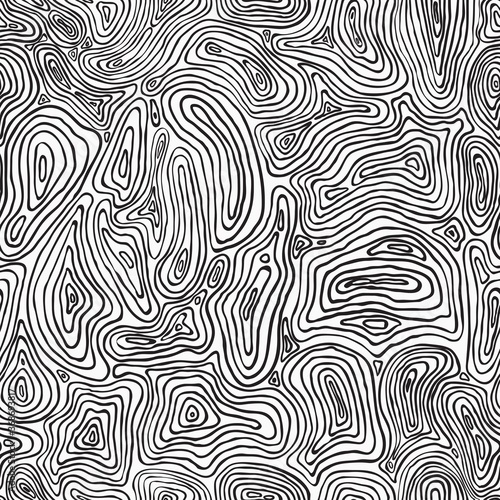abstract black and white curly hand drawn lines seamless pattern map-like for background  wallpaper  label  banner  texture  cover  card etc. vector design.