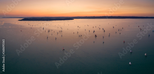 Sailing boats at Lake Balaton photo