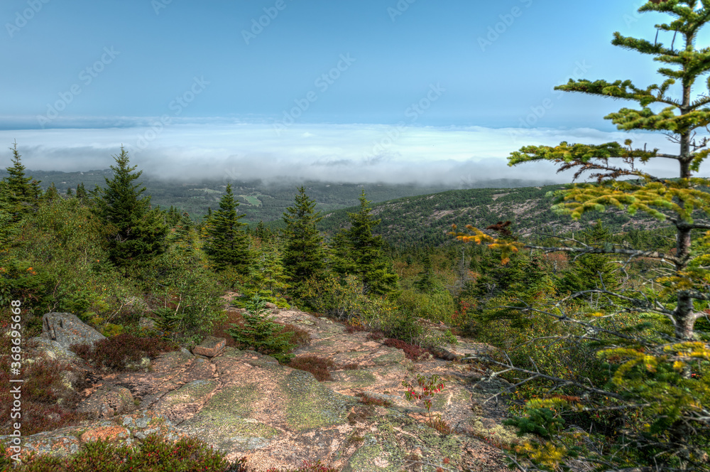 Fog Rolling in Over Coastline in Harbor Below Acadia National Park Fog Rolling in Over Coastline in Harbor Below Acadia National Park