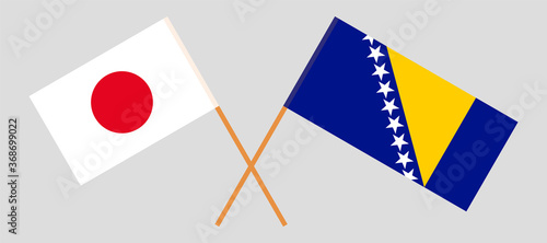 Crossed flags of Bosnia and Herzegovina and Japan
