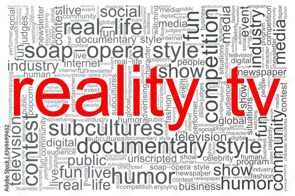 Reality TV word cloud isolated on a white background Reality TV word cloud isolated on a white background