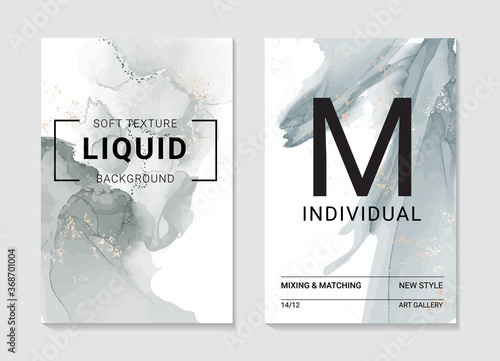 Resin art marble grey smoke ripples of agate. Liquid flow marble abstract texture. Fluid modern art  for websires, posters, design covers, brochures, presentation, invitation, in vector