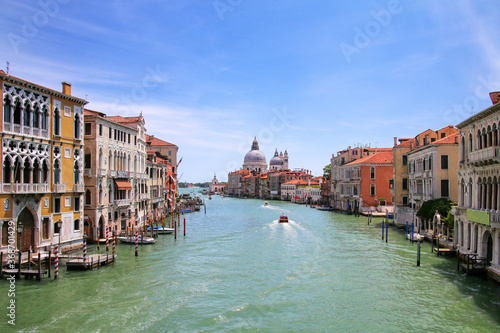 View of Grand Canal and Basilica di Santa Maria della Salute in Venice, Italy