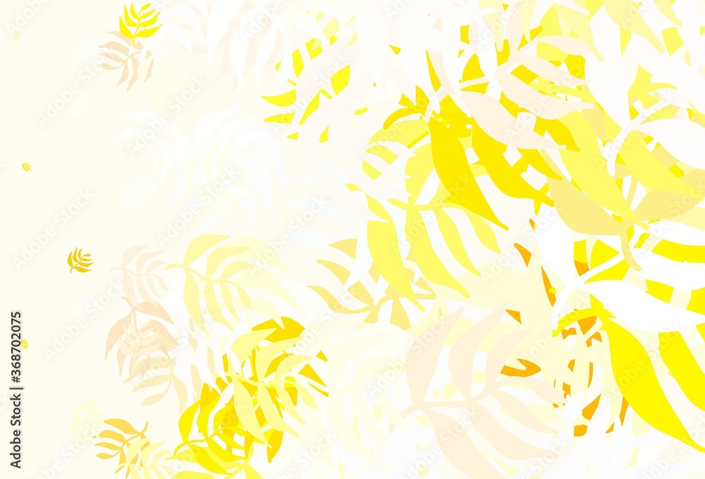 Light Green, Yellow vector doodle pattern with leaves.