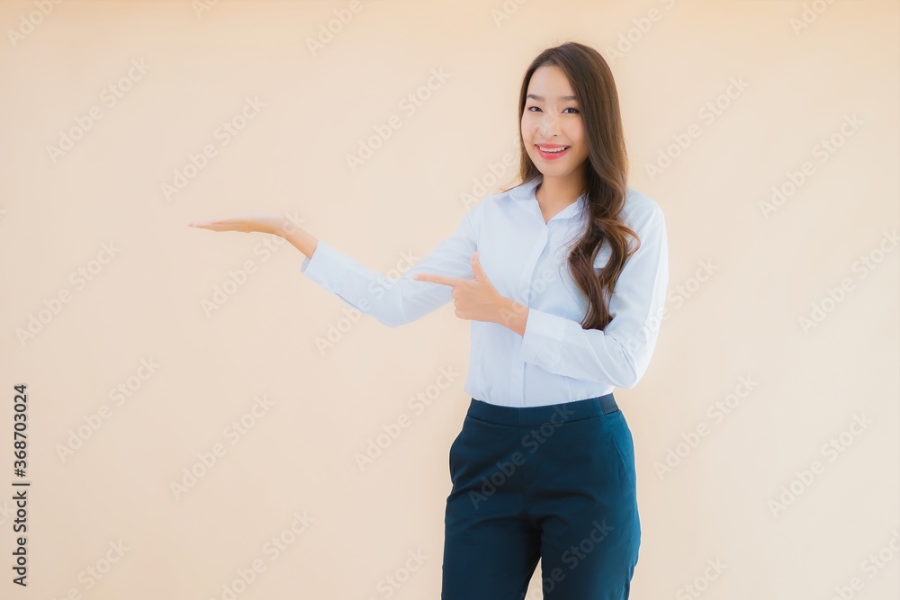 Portrait beautiful young asian business woman in action Portrait beautiful young asian business woman in action