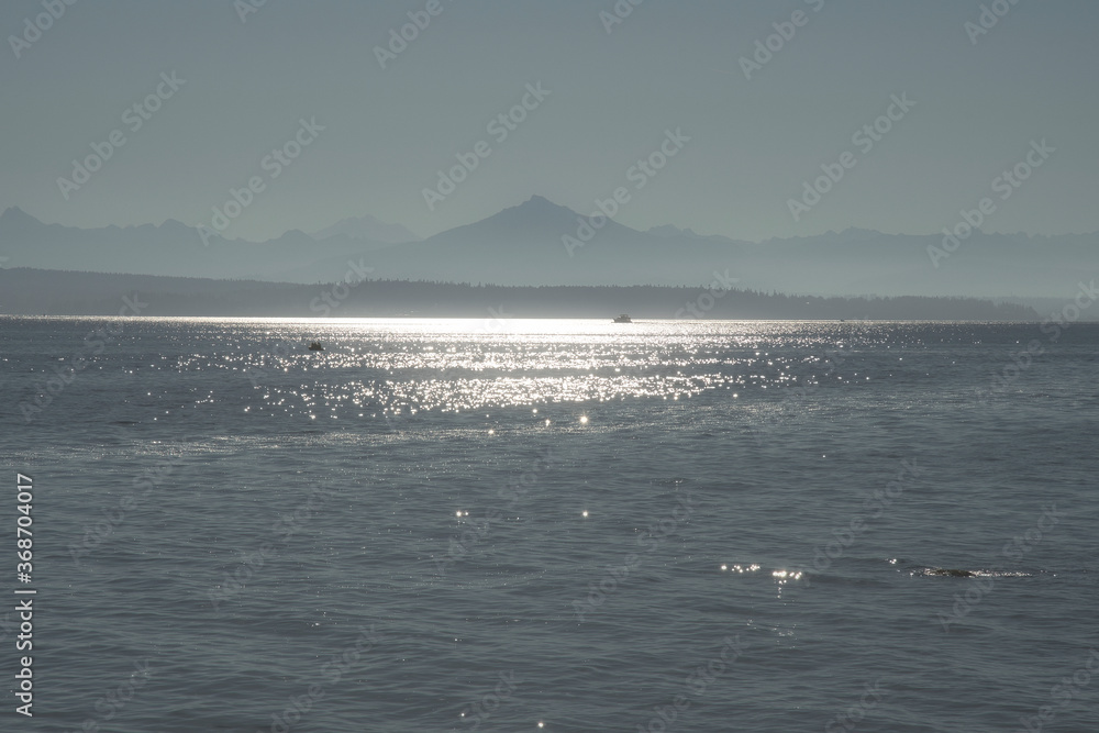 2020-08-01 LOOKING EAST AT THE PUGET SOUND ON A FOGGY MORNING FROM WIDBEY ISLAND WASHINGTON