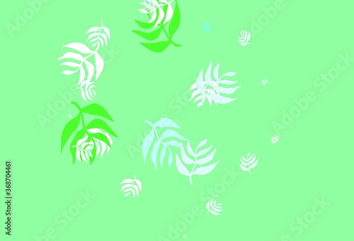 Light Blue  Green vector natural pattern with leaves.