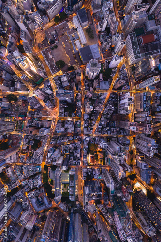 Wallpaper Mural Aerial View of Central Area in Hong Kong Island Torontodigital.ca