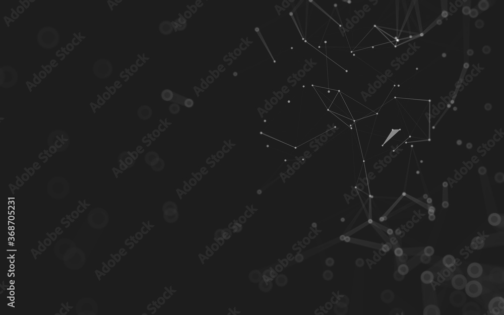Fototapeta premium Abstract background. Molecules technology with polygonal shapes, connecting dots and lines. Connection structure. Big data visualization.