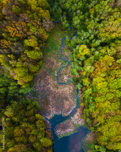 Aerial view of Kruna river near Kaunas, Lithuania.