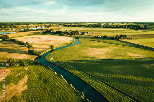 Aerial view of idyllic farmland in IJsselstein, Utrecht, The Netherlands. photo