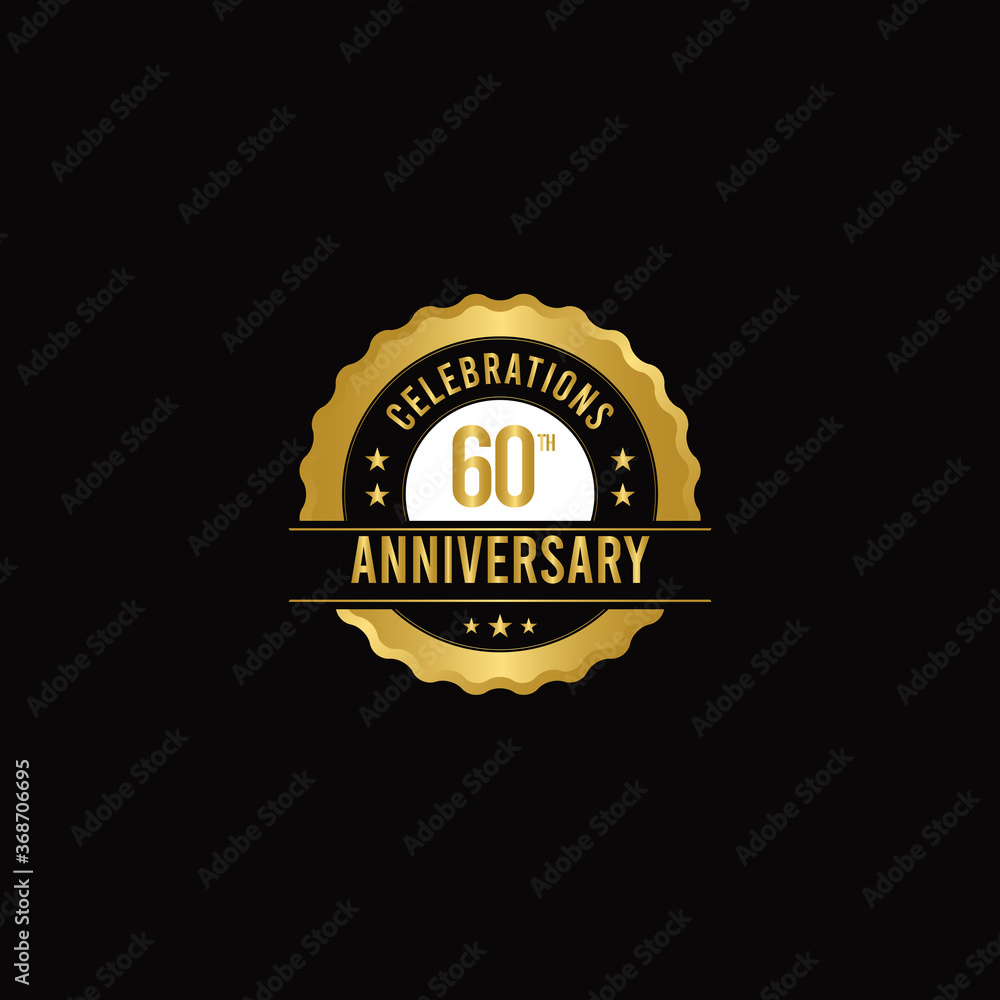 Fototapeta premium 60 Th Anniversary Celebrations Gold Vector Template Design Illustration