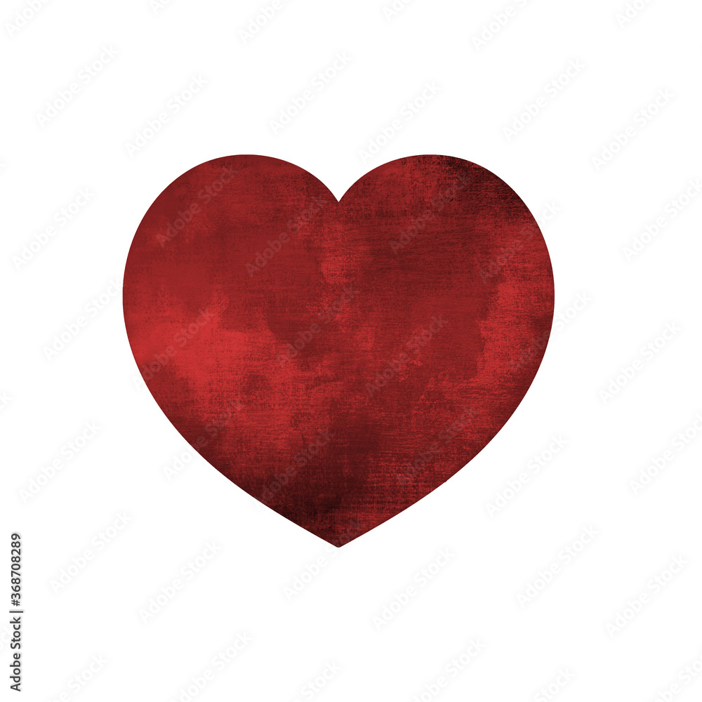 Red Heart with grunge style texture, Heart icon vintage design isolated on white background Red Heart with grunge style texture, Heart icon vintage design isolated on white background